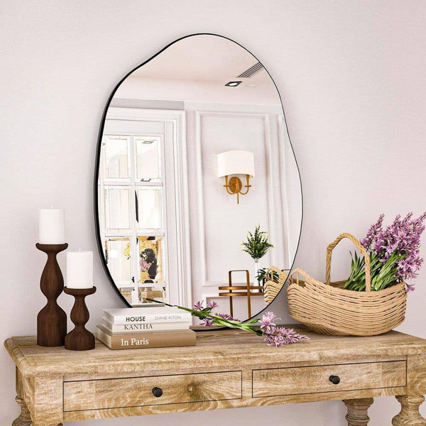 24 in. W x 32 in. H Irregular Modern Frameless MDF Wall Mirror