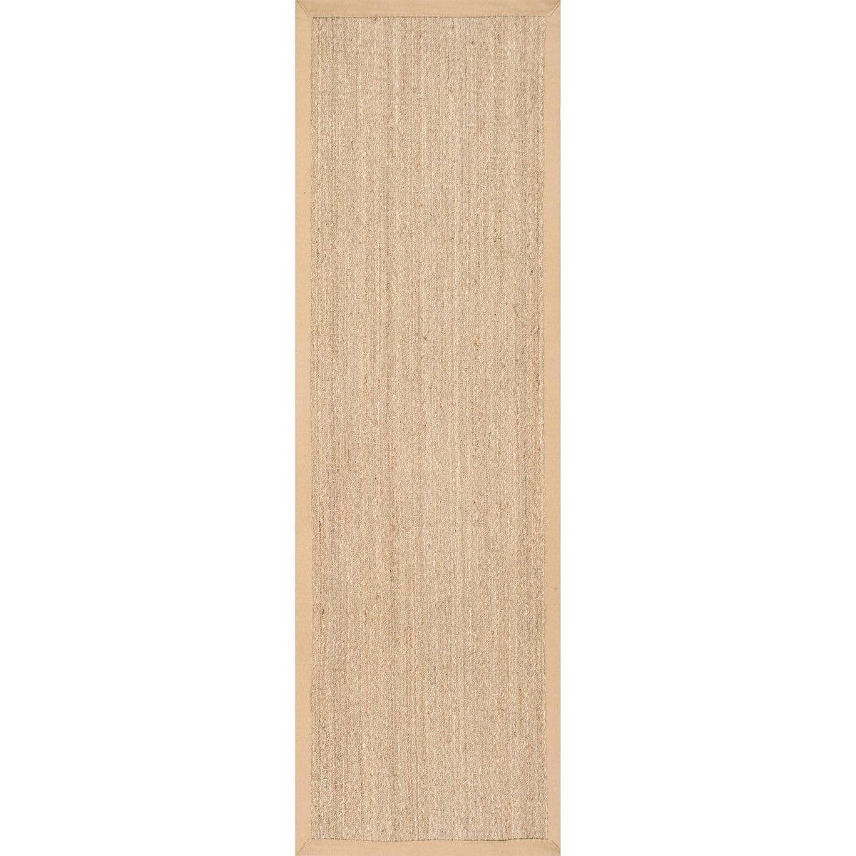 2'6"x14' Runner Elijah Seagrass with Border Area Rug Beige - nuLOOM