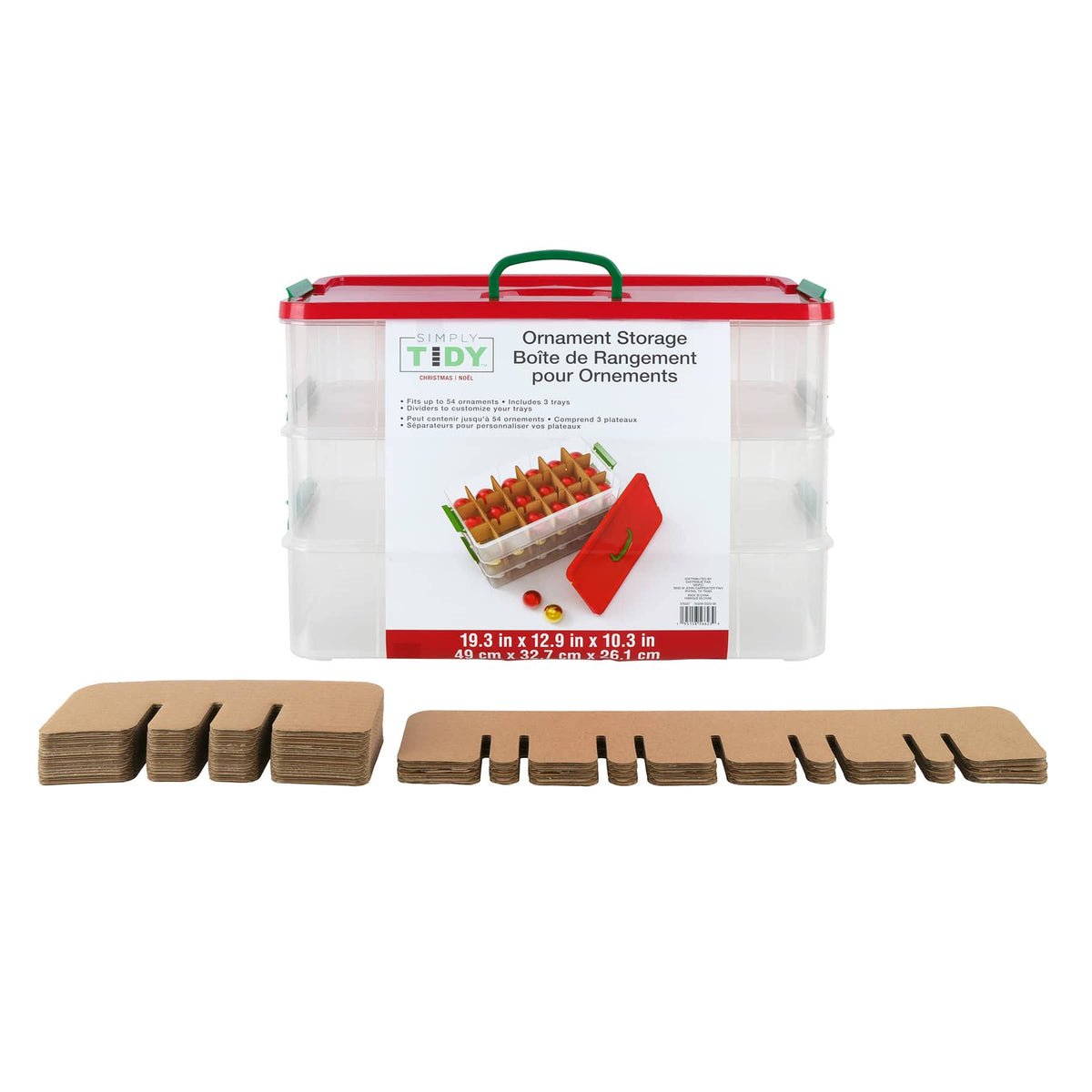 Simply Tidy 3 - Layer Christmas Ornament Storage Box - 19.3" x 12.9" x 10.3" - Each