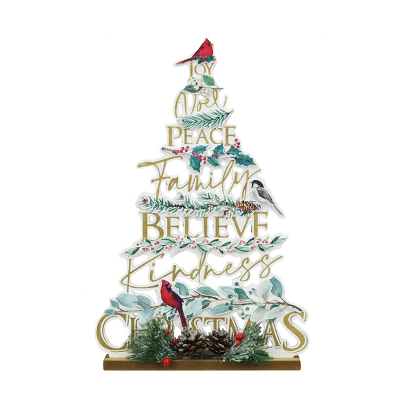 15.5" Christmas Sentiment & Cardinal Christmas Tree by Ashland - 10.43" x 0.47" x 15.55 - Michaels