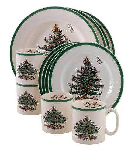 Spode Christmas Tree 12 - Piece Dinnerware Set, White/Green