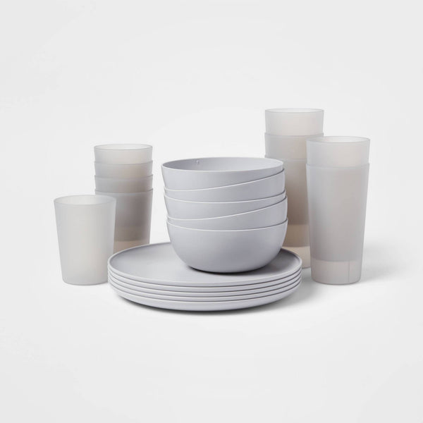 20pc Plastic Dinnerware Set Gray - Room Essentials