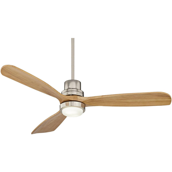 52" Casa Vieja Delta - Wing DC Modern 3 Blade Indoor Ceiling Fan with LED Light Remote Control Brushed Nickel Natural Solid Wood for Living Room