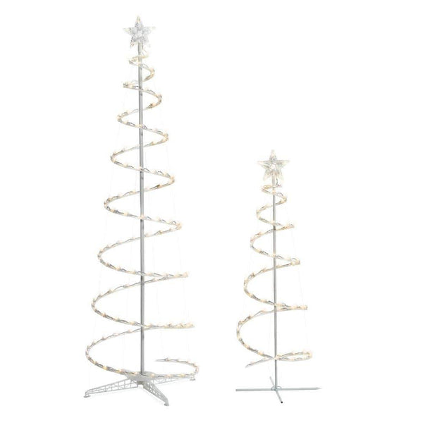 2 - LED Lighted Spiral Christmas Tree Set Outdoor Lighted Holiday Decor