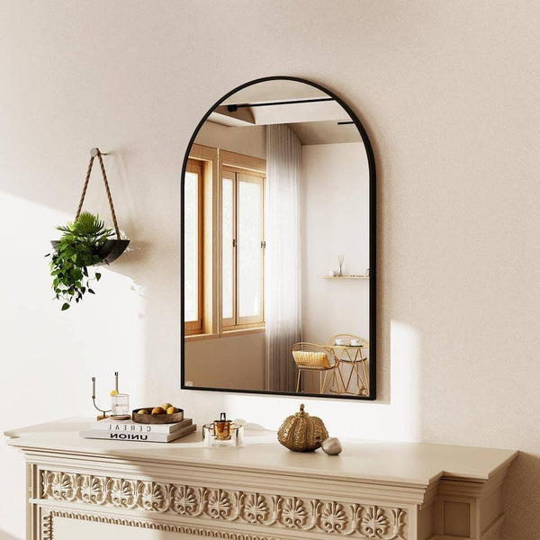 Arched Black Aluminum Alloy Framed Wall Mirror BACSC2638 - BLACK