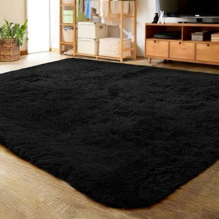 Noahas Soft Fluffy Area Rug Modern Shaggy Bedroom Rugs for Kids Room Nursery Rug Floor Carpets, 2'x 3', Black, Size: 2' x 3'