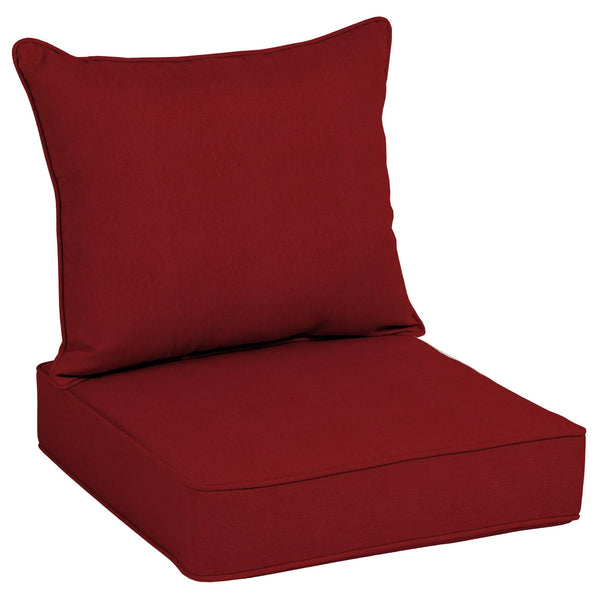Allen + Roth 2 - Piece Red Canvas Deep Seat Patio Chair Cushion
