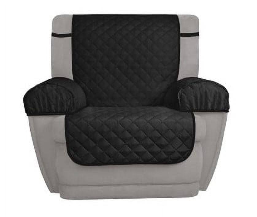 Mainstays 3 - Piece Reversible Microfiber Recliner Chair Pet Cover Protector, Black/Gray