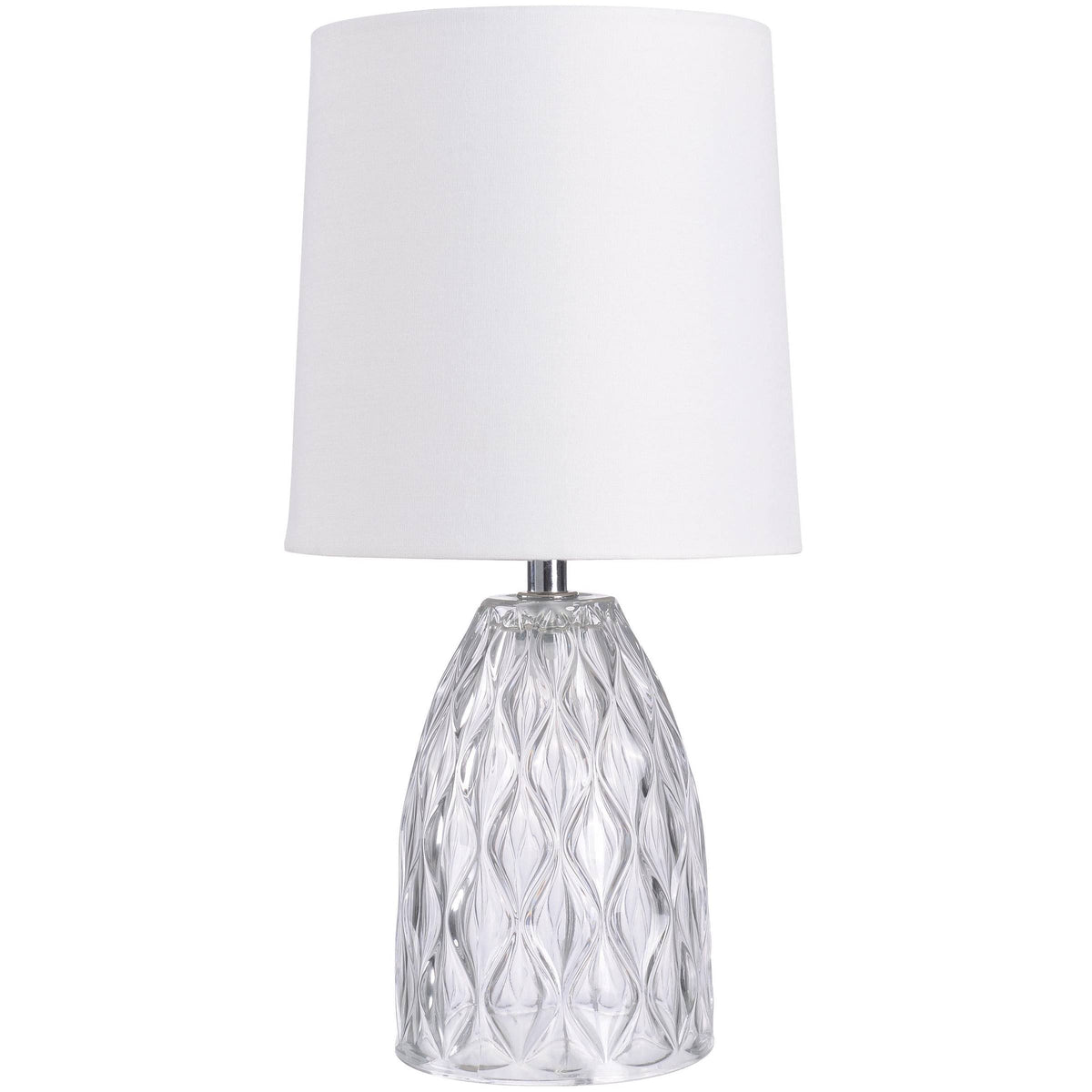 Mainstays Mini Clear Glass Table Lamp with Shade 12.75"H - Geo Texture & Glossy Finish