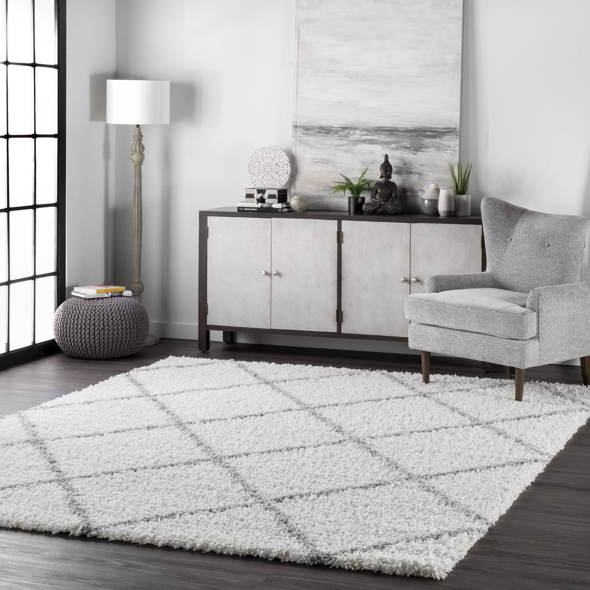 NuLOOM Shanna Shaggy Rug, White