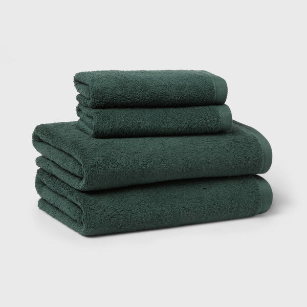 4pc Antimicrobial Assorted Bath and Hand Towel Set Dark Green - Room Essentials