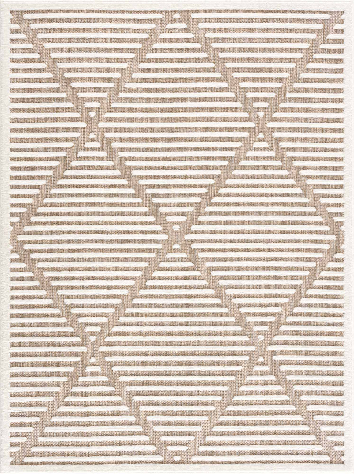 Hauteloom Anah Living Room, Bedroom Patio Outdoor Area Rug - Beige, White, Brown - 6'7 inch x 9', Size: 6'7 x 9'