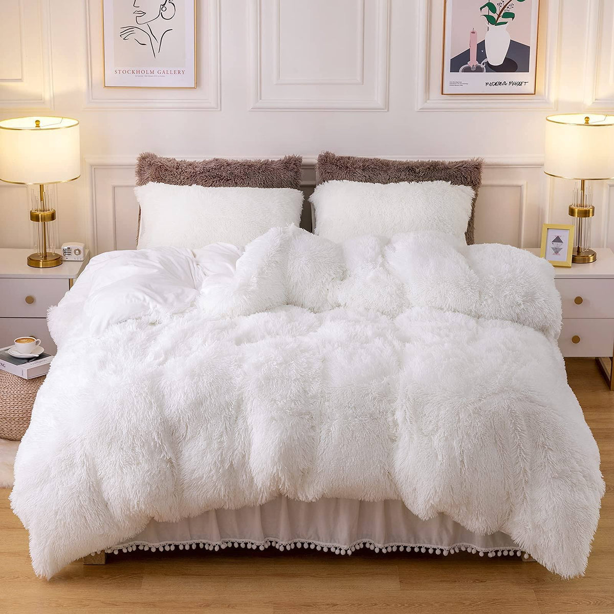 Dreamcountry Plush Fluffy Duvet Cover Oeko - Tex Certified Luxury Ultra Soft Shaggy Crystal Velvet Bedding Set 3 Pieces(1 Duvet Cover + 2 Pillow