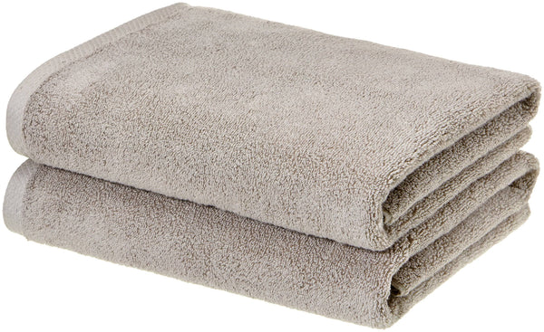 Amazon Basics - 2 Piece Quick - Dry Oversize Bath Towel, 100% Cotton, Platinum, 54" x 30"