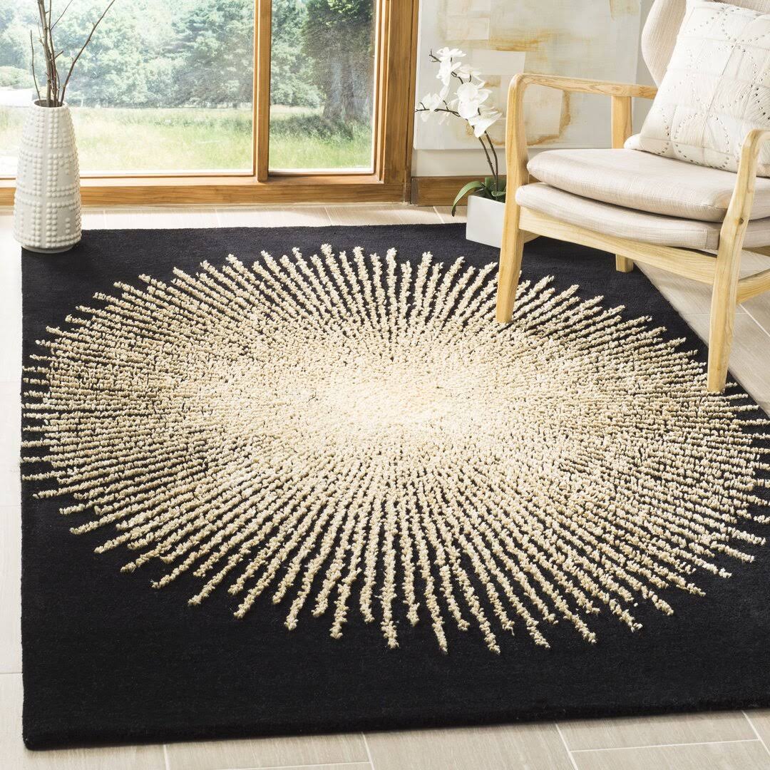 Orren Ellis Olivarria Hand - Tufted Black/Beige Area Rug, Size: Rectangle 3'6 inch x 5'6 inch