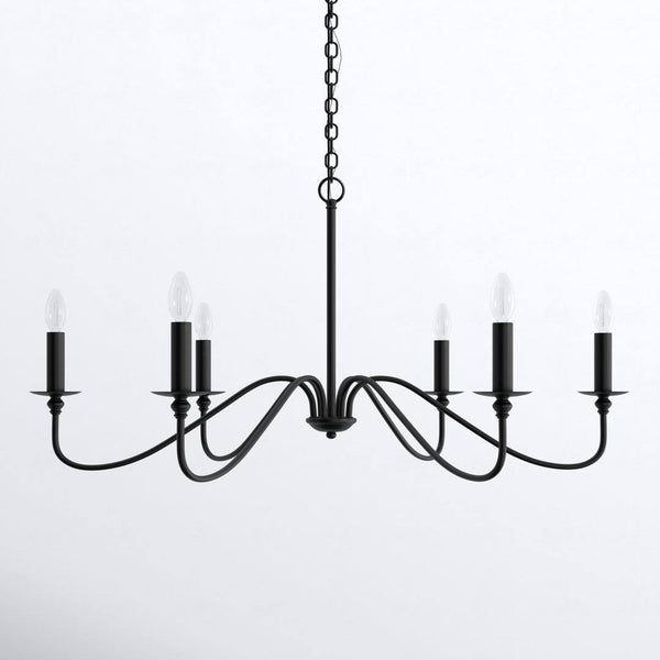 Ableton 6 - Light Candle Style Classic / Traditional Chandelier Birch Lane Finish: Matte Black, Size: 19" H x 36" W x 36" D