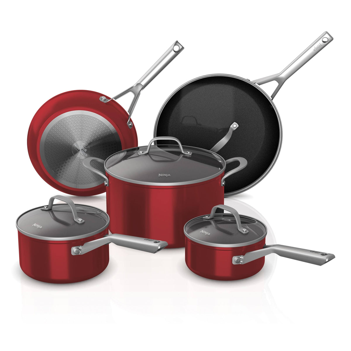 Ninja Foodi NeverStick Essential 9 - Piece Cookware Set - Red