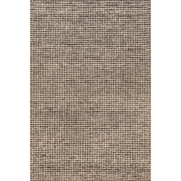 Arvin Olano x RugsUSA - Melrose Checked Wool Area Rug Brown 6' x 9'