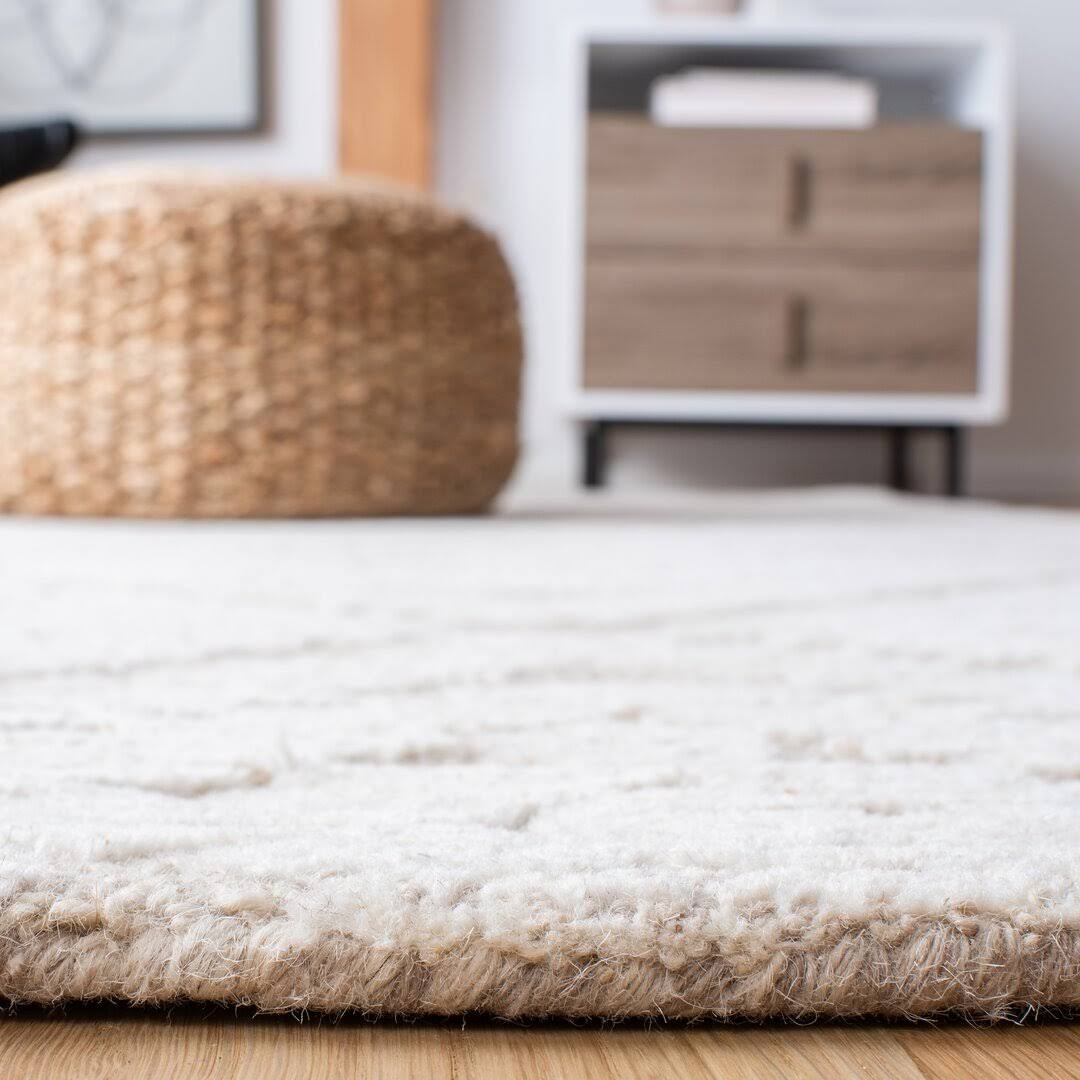 Patricia Geometric Handmade Tufted Cotton/Wool Beige Area Rug Etta Avenue Rug Size: Round 5'