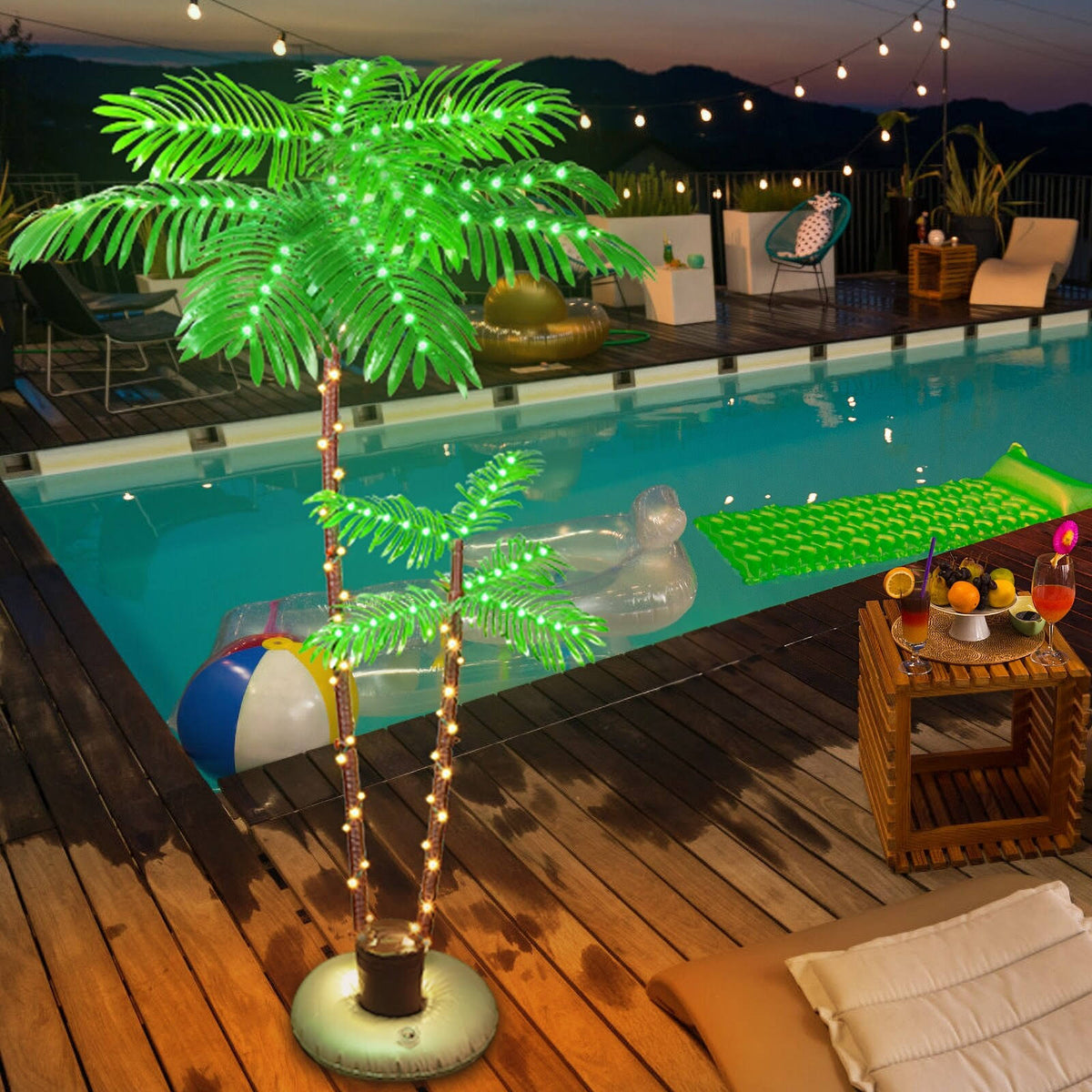 Lighted Palm Tree for Outside Patio Yard Party Pool 6FT - 2 - Tree - Plug - in