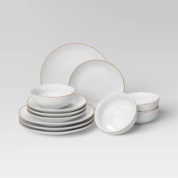 12pc Christmas Dinnerware Set Gold - Threshold
