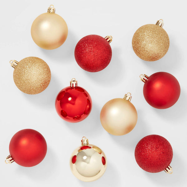 50ct Shatter - Resistant Round Christmas Tree Ornament Set Red/Gold - Wondershop