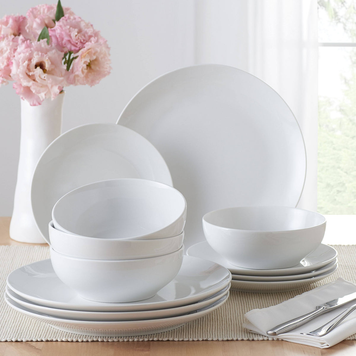 Mainstays 12 - Piece Dinnerware Set, White