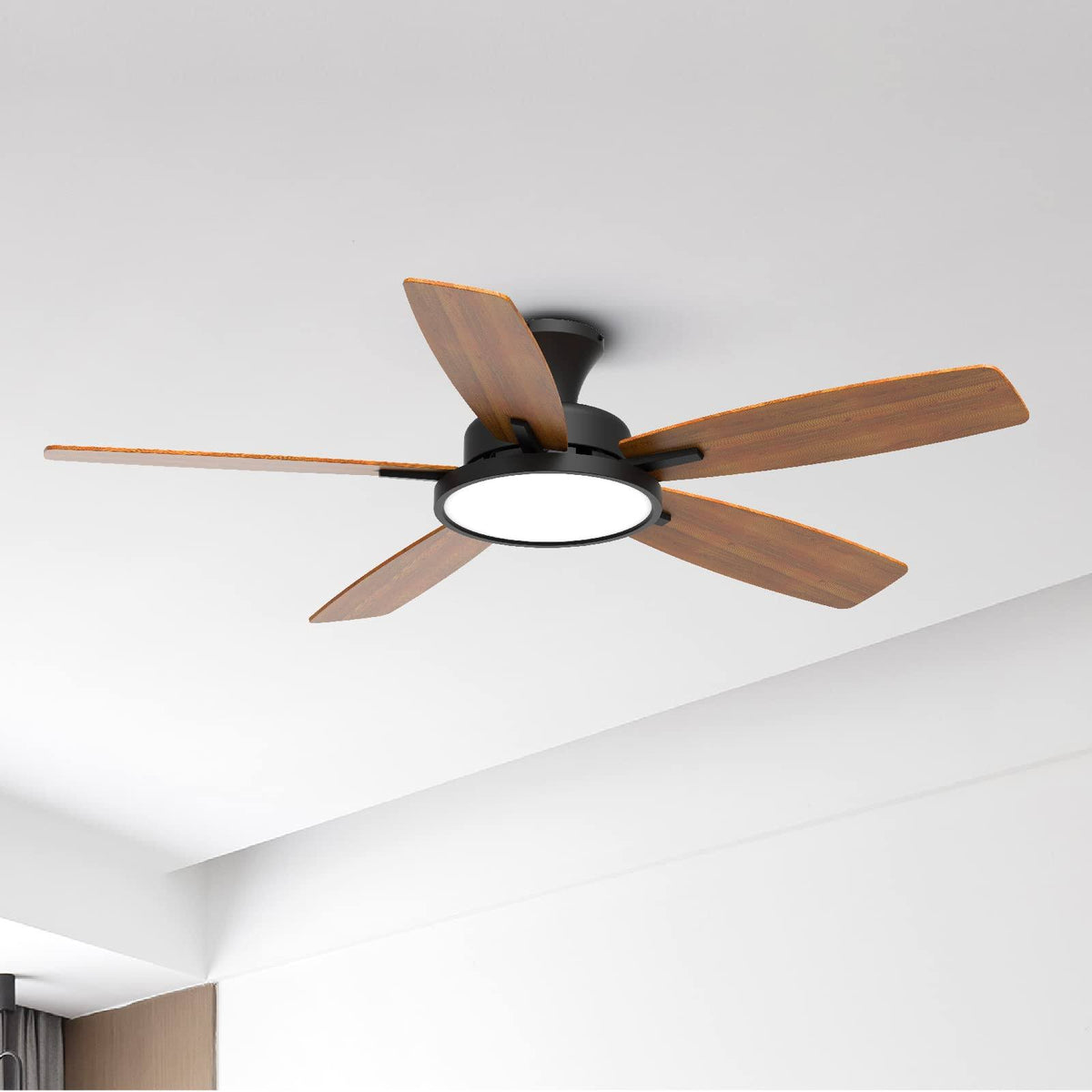 TALOYA 52 inch Ceiling Fans with Lights, Remote Control Multifunctional Quiet Fan with Three Color Temperature and Dimmable Light with Reversible