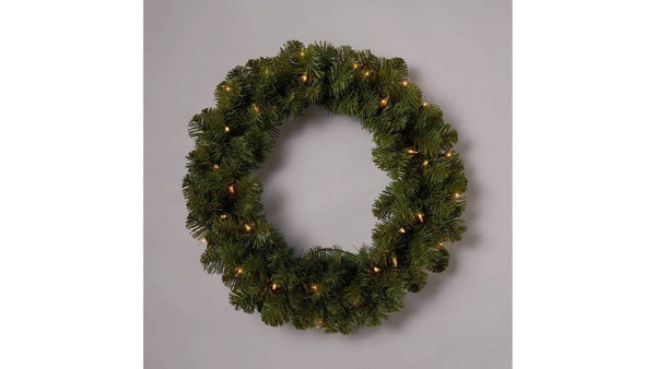 20" Pre - Lit Pine Artificial Christmas Wreath Clear Lights - Wondershop