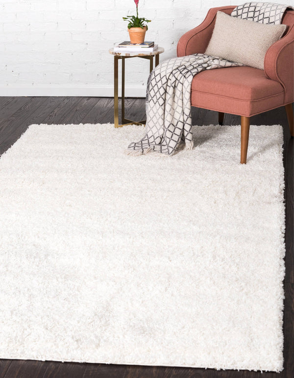 8'x10' Solid Shag Rug Snow White - Unique Loom