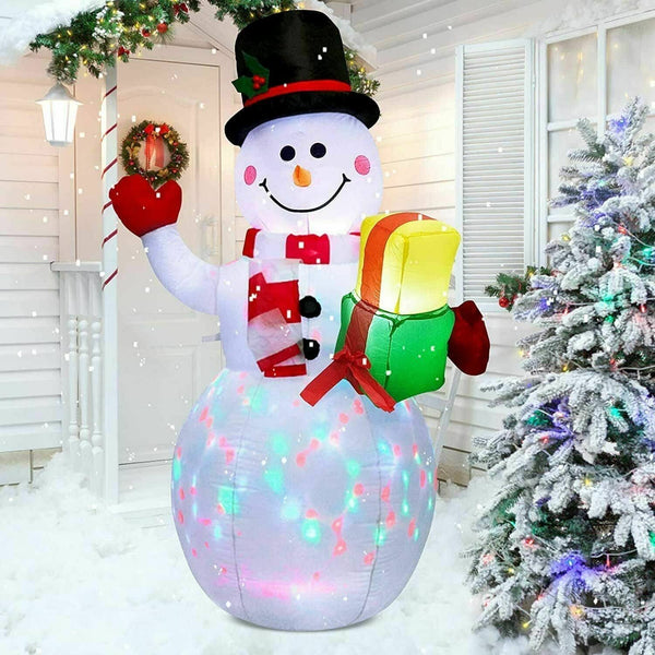 5ft Christmas Inflatables Snowman Outdoor Yard Decor with Rotating LED