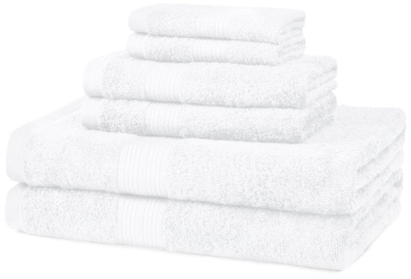 Basics 6 - Piece Fade - Resistant Cotton Bath Towel Set - White