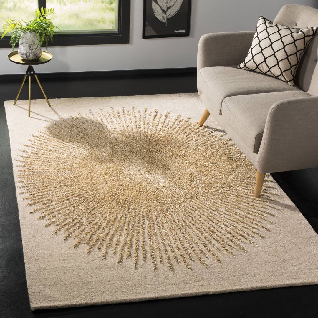 Mercer41 Tess Hand - Tufted Wool Beige/Gold Area Rug
