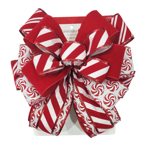 20.5" Peppermint Stripe Christmas Tree Bow Topper by Ashland by Celebrate It - Michaels
