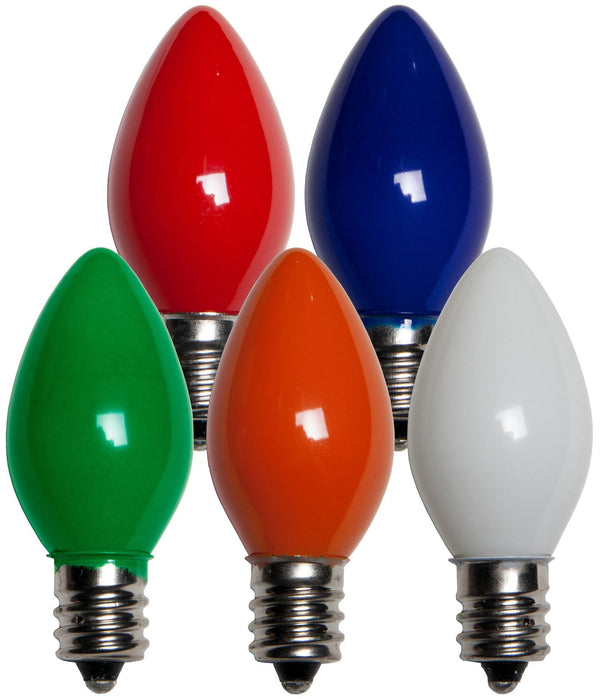 25 Bulbs - C7 Opaque Multicolor, 5 Watt Lamp