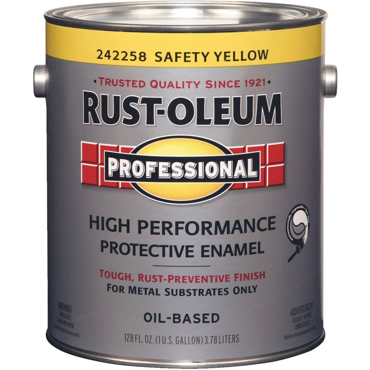 Alkyd Enamel Paint, safety Yellow, Gloss, 1 gal. Rust - Oleum 242258