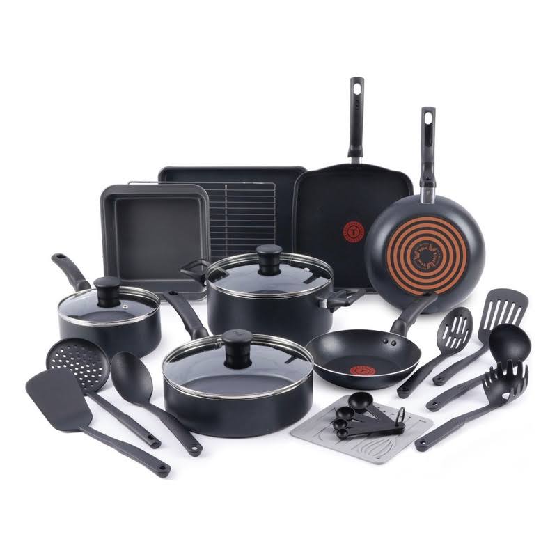 T - Fal Kitchen Solutions 21 - Piece Nonstick Cookware Set, Black