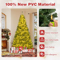 6/7/8FT Pre-Lit Artificial Christmas Tree, Hinged Xmas Tree with Remote, Warm White LED Lights, Timer, Adjustable Lighting Modes for Holiday Decor