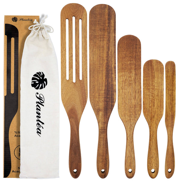 As Seen On TV, Spurtles Kitchen Tools Wooden, Plant��a Handmade Wooden Spoons for Cooking, Heat Resistant Wooden Spurtle Set Cooking Utensil for