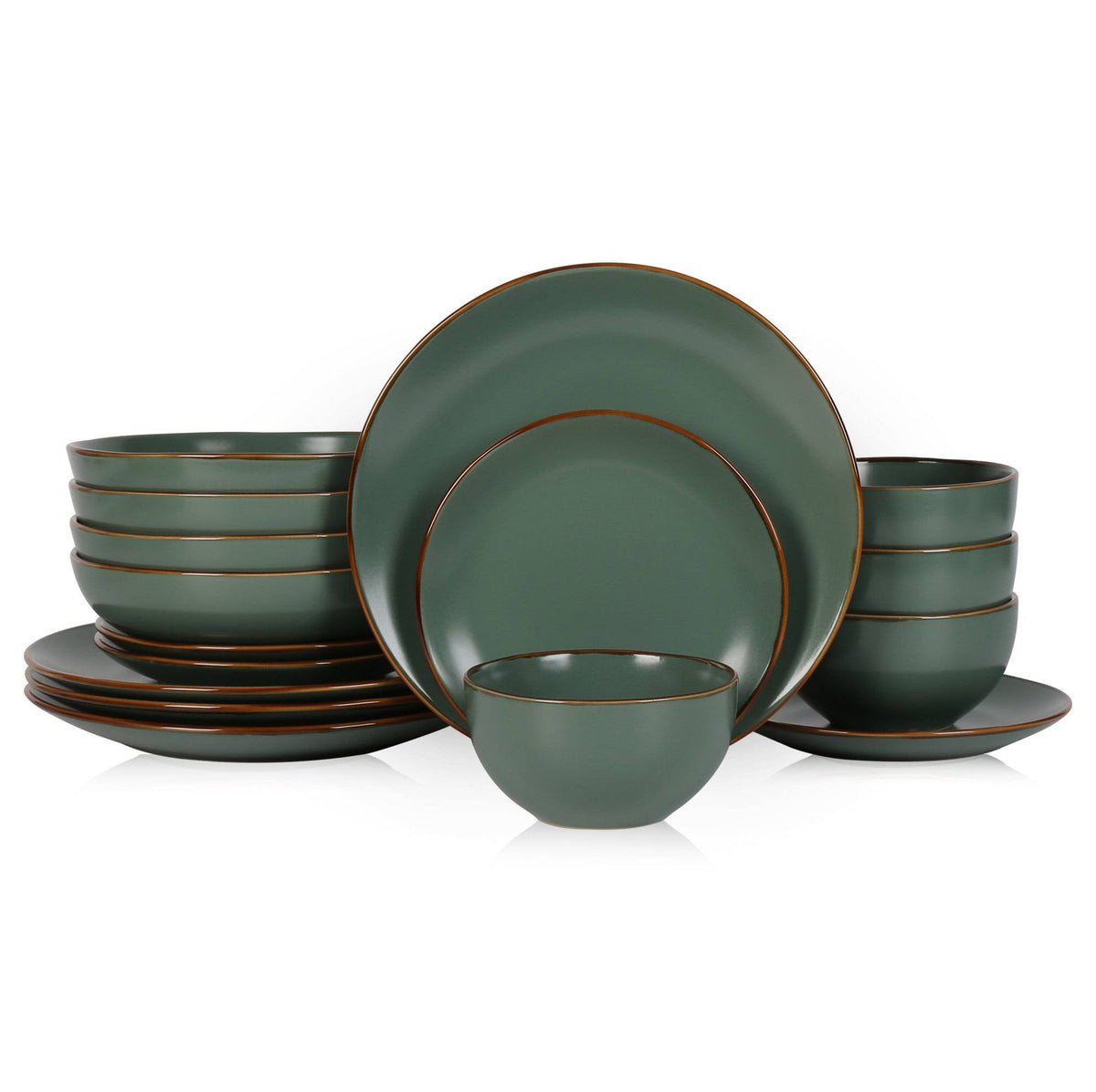 Stone Lain Brasa 16 - Piece Dinnerware Set Stoneware, Green