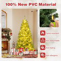 6/7/8FT Pre-Lit Artificial Christmas Tree, Hinged Xmas Tree with Remote, Warm White LED Lights, Timer, Adjustable Lighting Modes for Holiday Decor