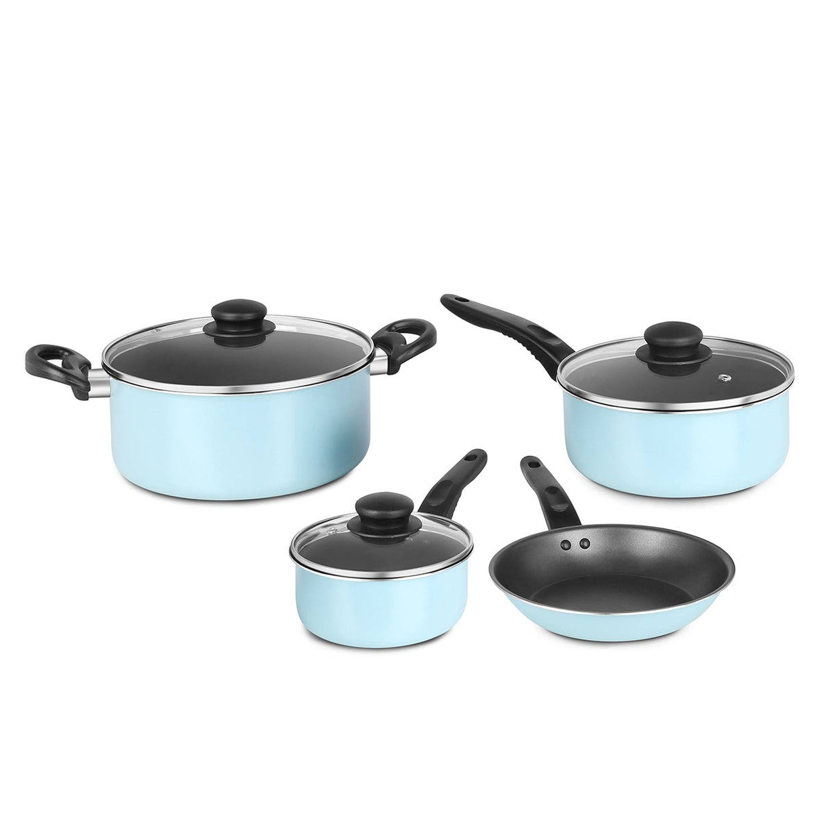 Mainstays 7 Piece Non - Stick Cookware Set Aluminum Mint, Dishwasher Safe