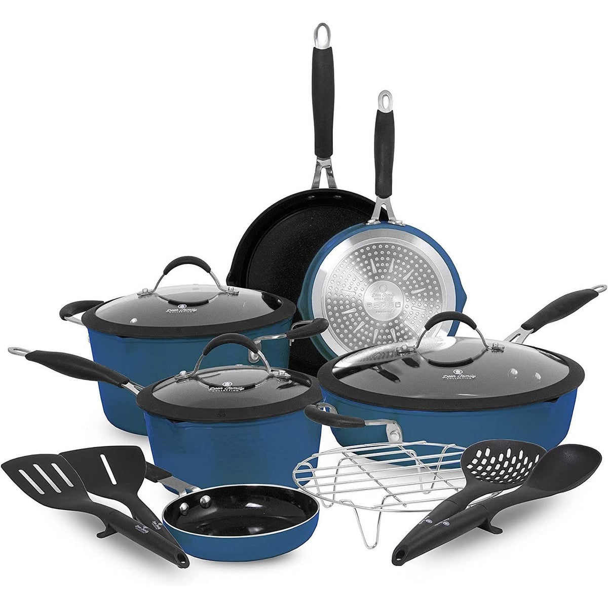 Paula Deen DFCW12SB Family 14 Piece Ceramic Non - Stick Cookware Set Savannah Blue