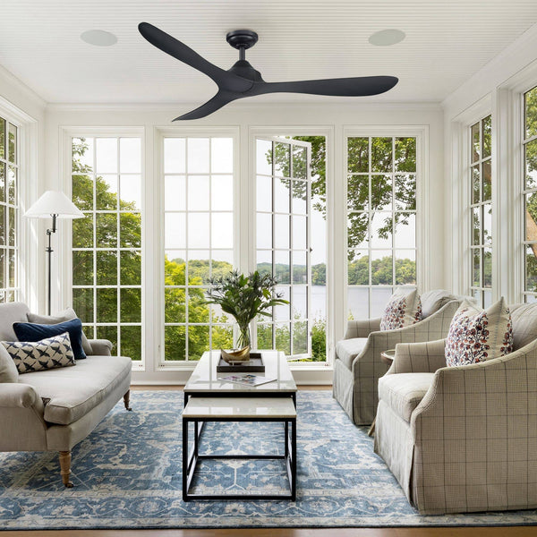 56" 3 - Blade Propeller Ceiling Fan with Remote - Matte Black