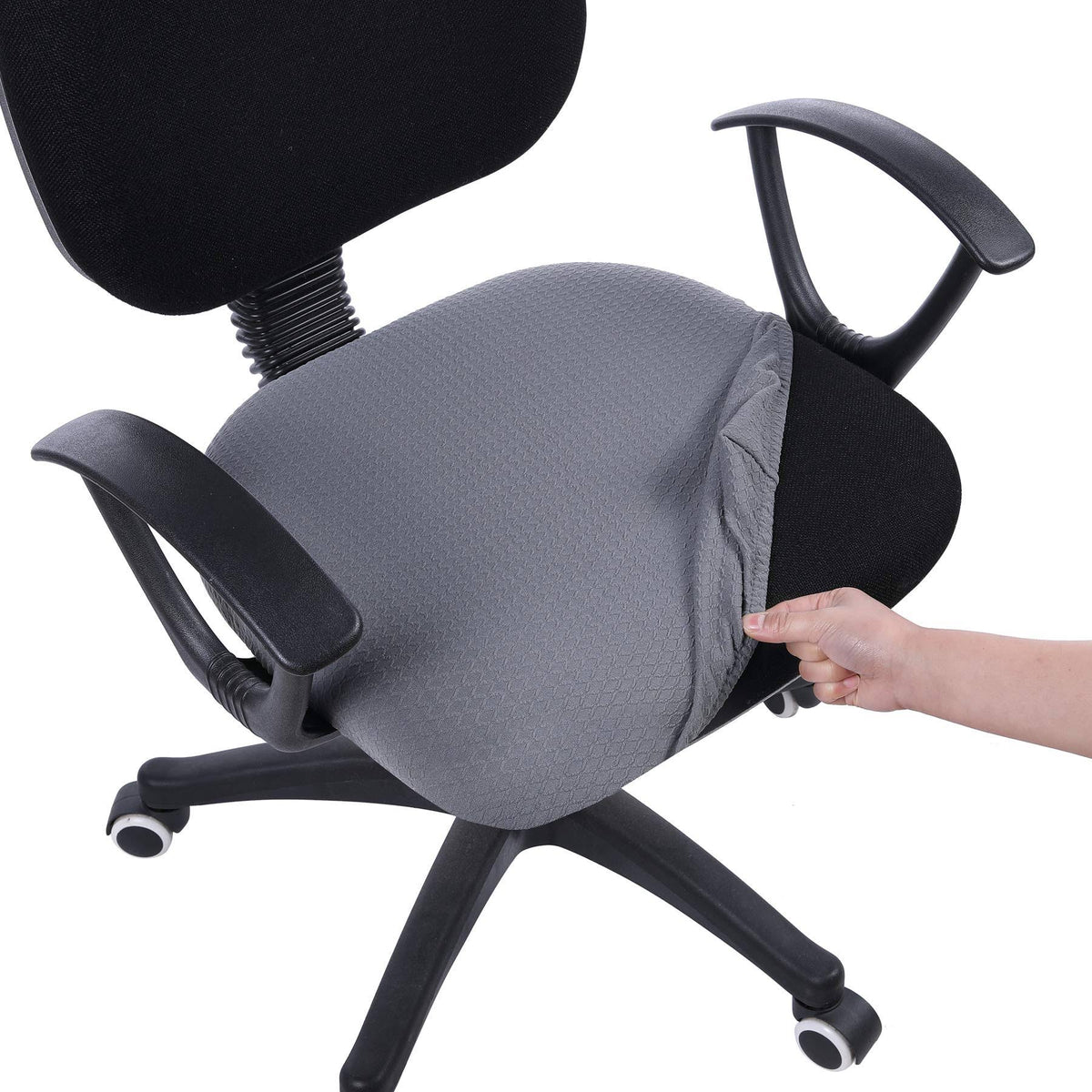 Smiry Stretch Jacquard Office Computer Chair Seat Covers, Removable Washable Anti - Dust Desk Chair Seat Cushion Protectors - Grey