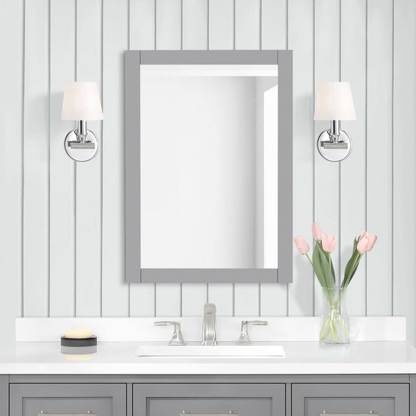 Allen + Roth Brinkhaven 20 - in x 28 - in American Gray Framed Bathroom Vanity Mirror - BRINKHAVEN - MR - AG