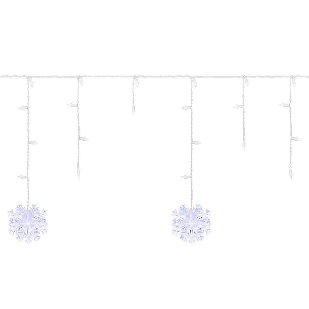 Home Accents Holiday 70 - Light LED White Dome with Snowflakes Icicle Light Set