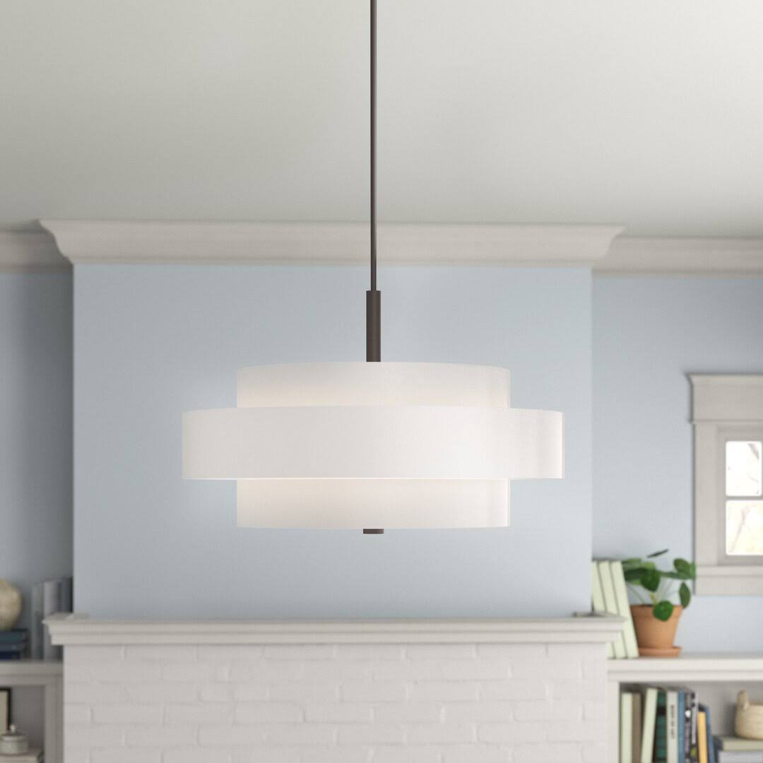 Paquette 5 - Light Shaded Drum Chandelier Andover Mills Finish: English Bronze, Shade Color: Off - White