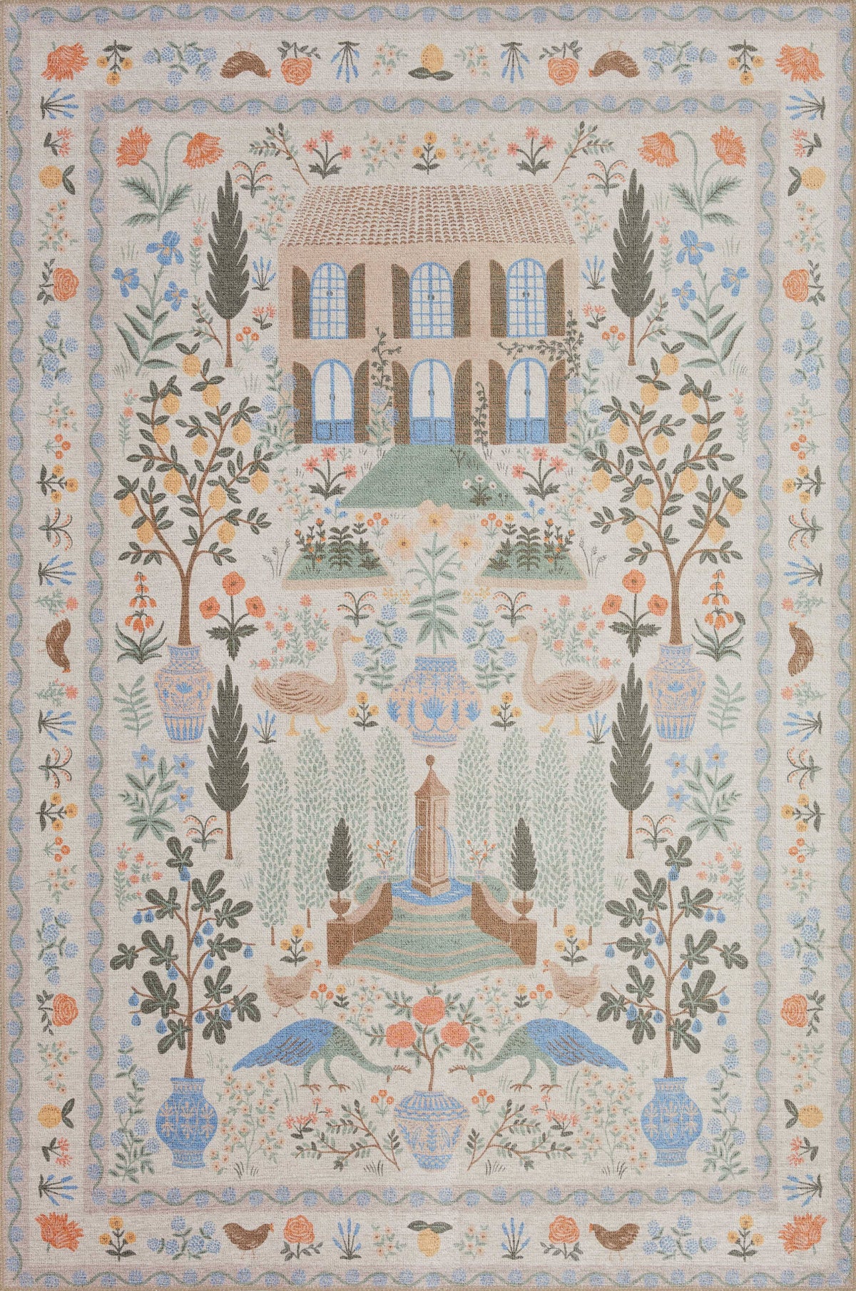 Rifle Paper Co. x Loloi Menagerie Cream Rug Size: 18" x 18" Sample