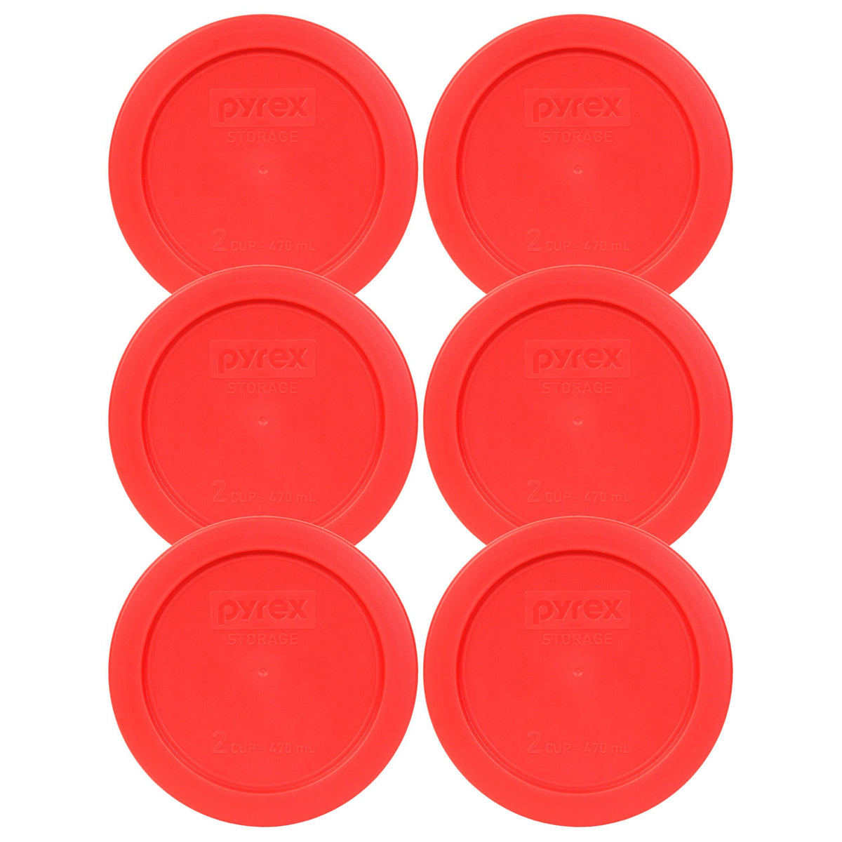 Pyrex 7200 - PC Red Round 2 Cup Storage Lid for Glass Bowl (6, Red)